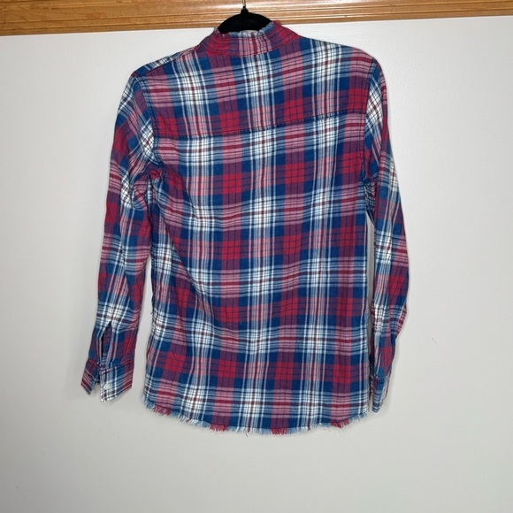 Joe's Jeans Red and Blue Button Down fringe bottom Shirt NWT xs - Picture 9 of 11
